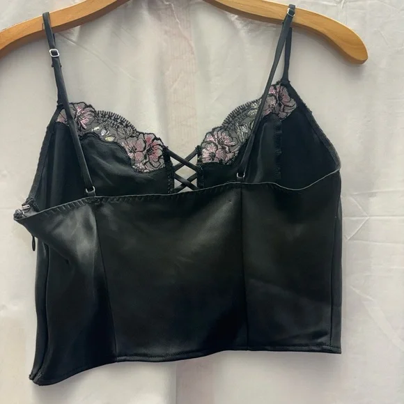 Victoria's Secret Black Floral Lace-Up Cami - Picture 3 of 9